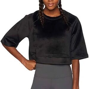 Black Velvet Reversible Cropped Sweatshirt